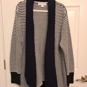 Pure Energy Black & White Thick Knit Cardigan Sweater 2X